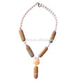 Moda boho pedra cigana frisada neckalce